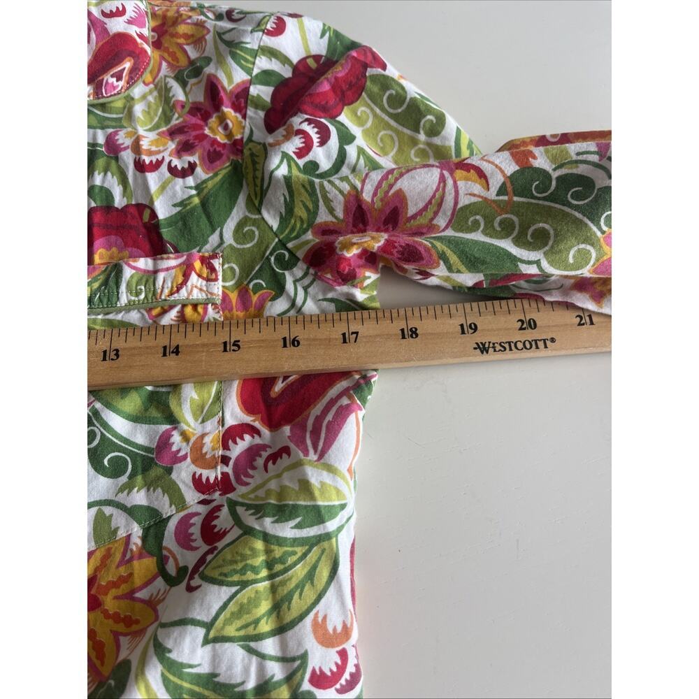 Pottery Barn Women Sz S Pajama Button Up TOP ONLY Floral Gardener 100% Cotton - Picture 7 of 10